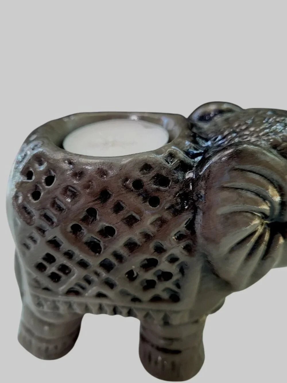 PartyLite BABY ELEPHANT Trumpeting African Inspiration Tealight Holder P9855 HTF - Picture 3 of 8